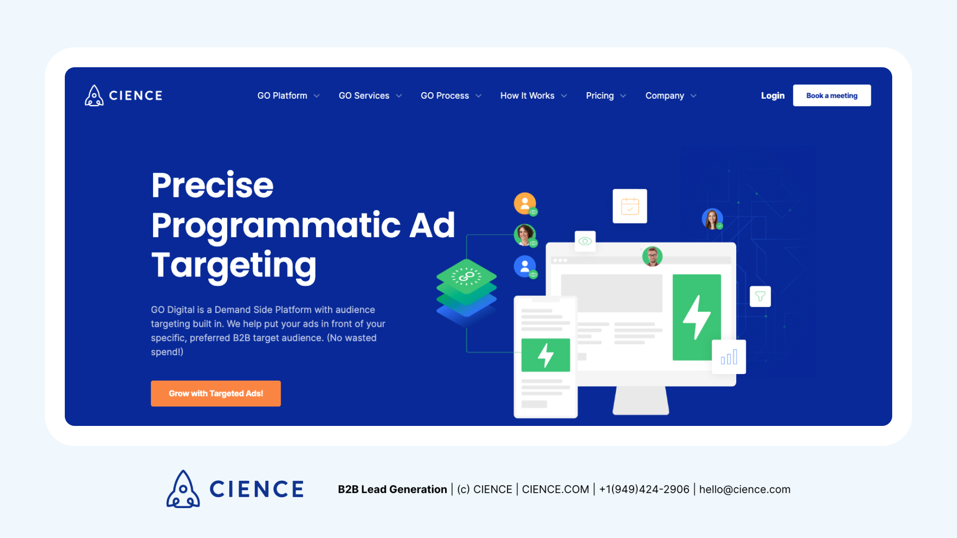 CIENCE GO Digital demand-side platform showing programmatic ad targeting with B2B filters